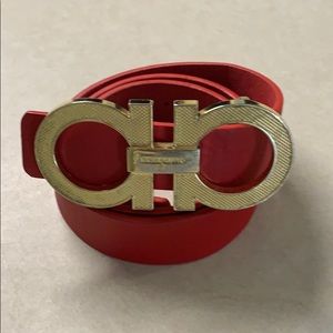 Ferragamo belt with red and white belt